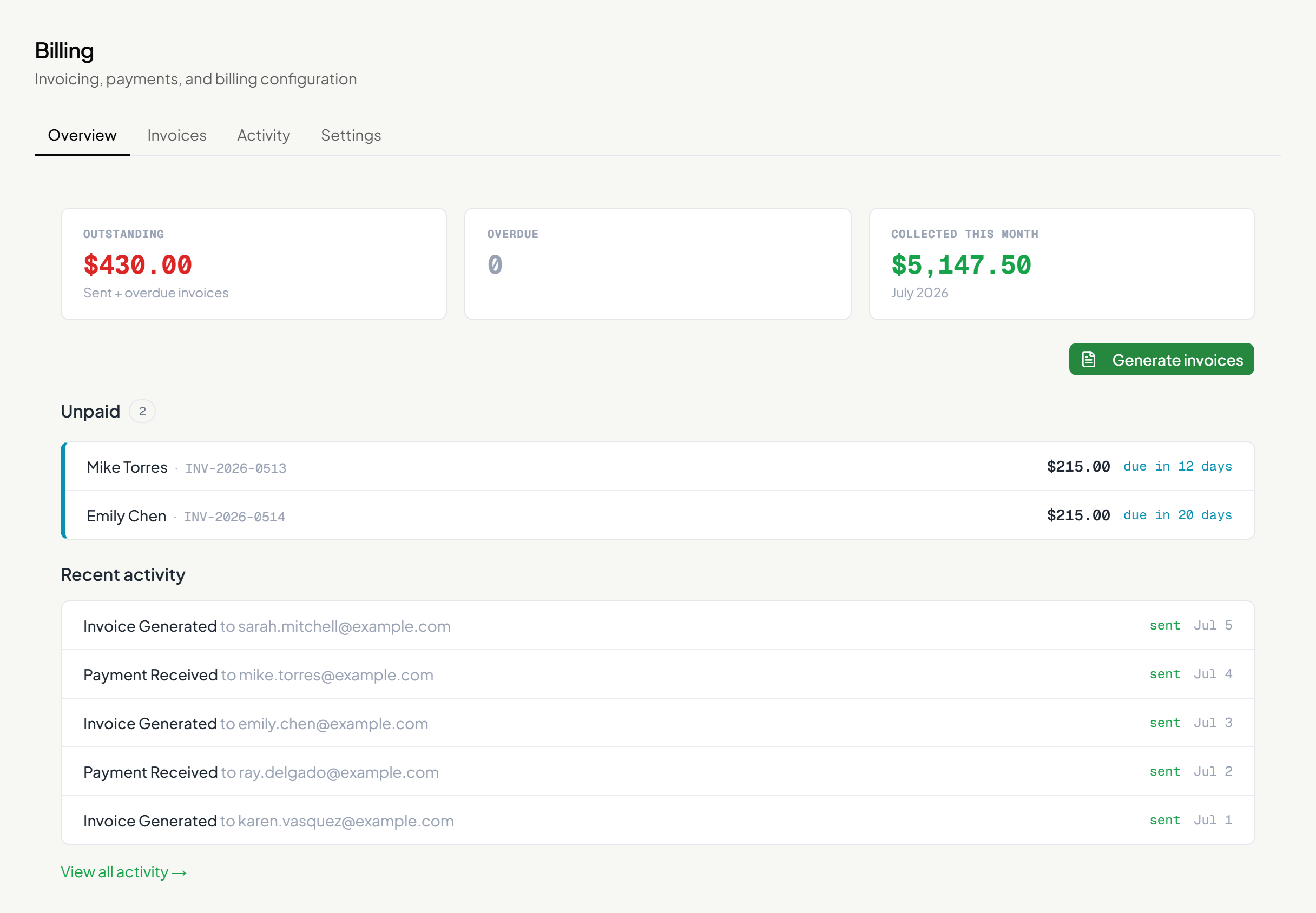 Billing & Payments — Trash Tools